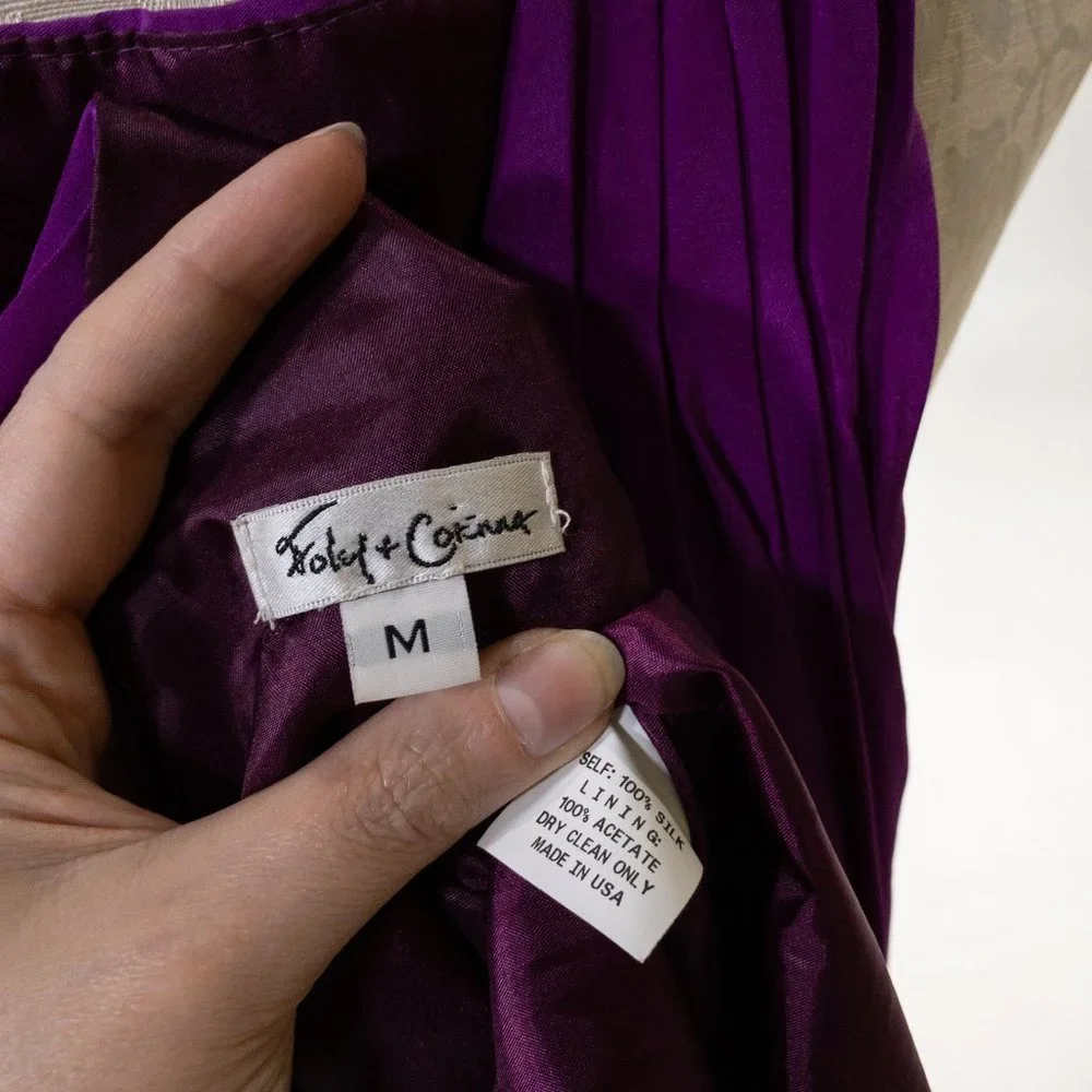 Vintage Y2K Anthropologie M Deep Plunge Ruched Mini Dress Purple - Picture 10 of 11